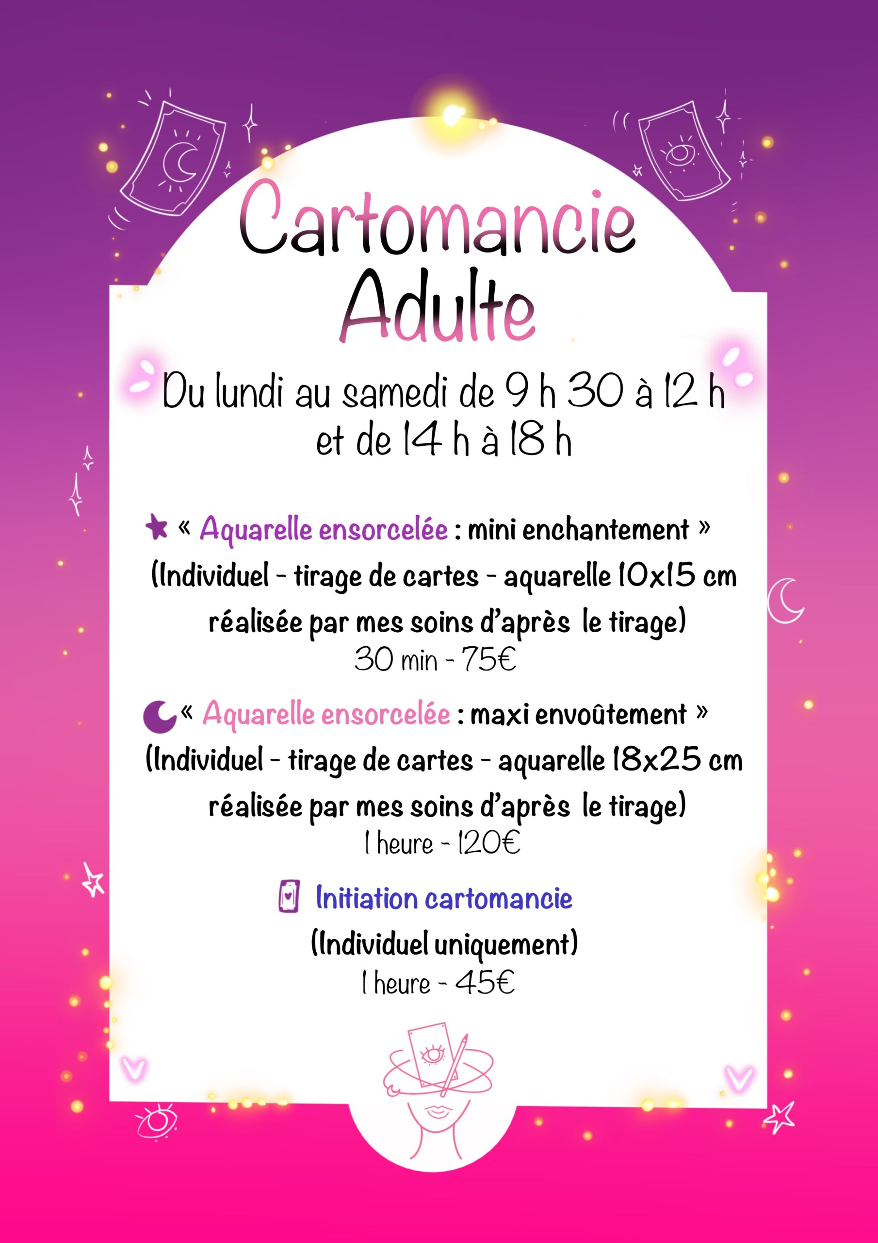 Liste des prestations de cartomancie.